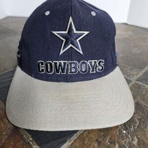 VINTAGE Dallas Cowboys Hat Cap Fitted Mens 7 1/8 Blue Gray Starter NFL